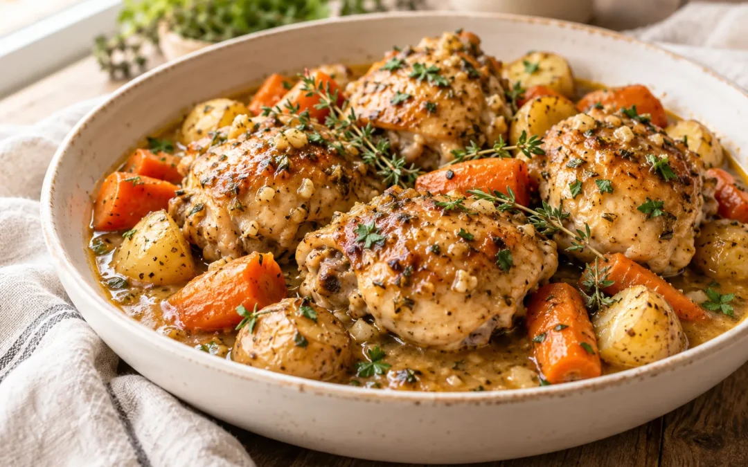 Slow Cooker Chicken Recipes: Juicy Garlic Herb Thighs